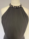 BIBA BLACK JEWEL TRIM KNIFE PLEATED LONG MAXI / EVENING DRESS SIZE 8