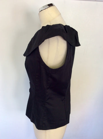 HOBBS BLACK PLEATED COLLAR SLEEVELESS TOP SIZE 12