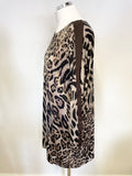 ISLE JACOBSEN BROWN LEOPARD PRINT LONG SLEEVE TUNIC TOP SIZE M