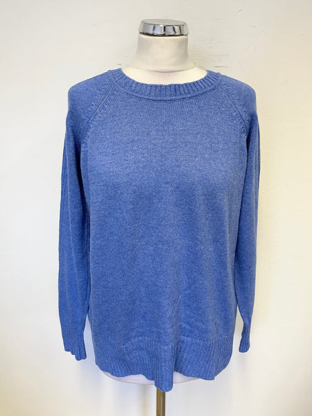 LUELLA BLUE CASHMERE & WOOL BLEND LONG SLEEVED JUMPER SIZE L