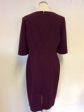 HOBBS BURGUNDY SHORT SLEEVE PENCIL DRESS SIZE 14