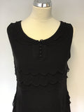 TED BAKER BLACK SILK SCALLOPED EDGE TIERED DRESS SIZE 4 UK 14
