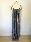 BRAND NEW MONSOON NAVY & WHITE PRINT TIE STRAP COTTON MAXI DRESS SIZE S