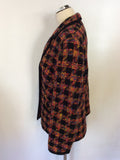 BASLER BLACK & MULTI COLOURED CHECK WOOL BLEND JACKET SIZE 20