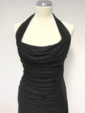 KAREN MILLEN BLACK HALTER NECK DRAPED OCCASION DRESS SIZE 10
