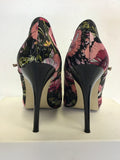 GUESS BY MARCIANO BLACK FLORAL PRINT PEEPTOE HEELS SIZE 4.5/37.5& MATCHING B