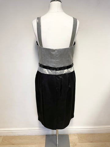 BRAND NEW MASCARA SILVER GREY & BLACK PENCIL DRESS & MATCHING COAT SUIT SIZE 16