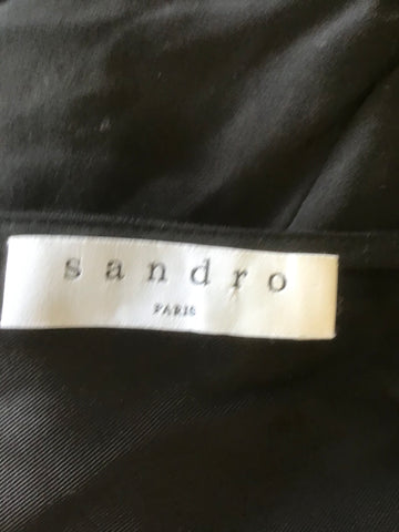 SANDRO PARIS BLACK OPEN TIE BACK SLEEVELESS FIT & FLARE DRESS SIZE 1 UK 8/10