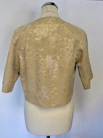 COAST BEIGE,IVORY & GOLD DAMASK PRINT OCCASION JACKET SIZE 12