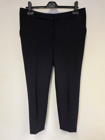 JAEGER NAVY BLUE ANKLE GRAZER TROUSERS SIZE 10