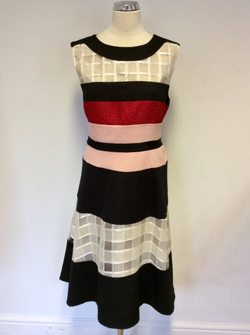 PHASE EIGHT BLACK,PINK,RED & WHITE SPECIAL OCCASION DRESS SIZE 16