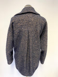 WHISTLES NAVY BLUE/ TAN MIX MOHAIR & ALPACA BLEND DOUBLE BREASTED OVERSIZE COAT SIZE 6