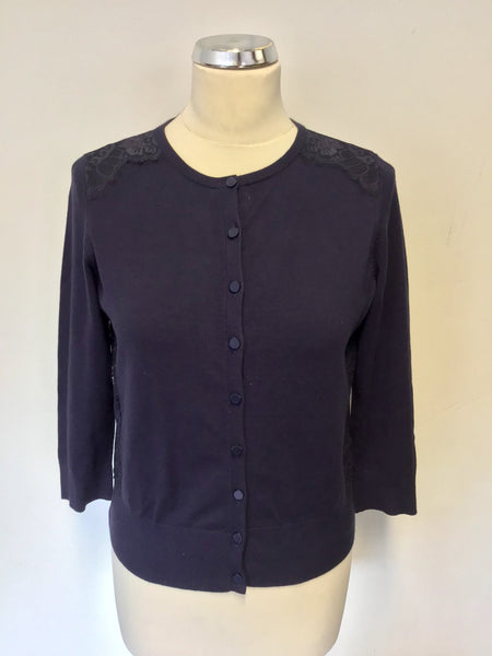 COAST NAVY BLUE LACE TRIM CARDIGAN SIZE 12