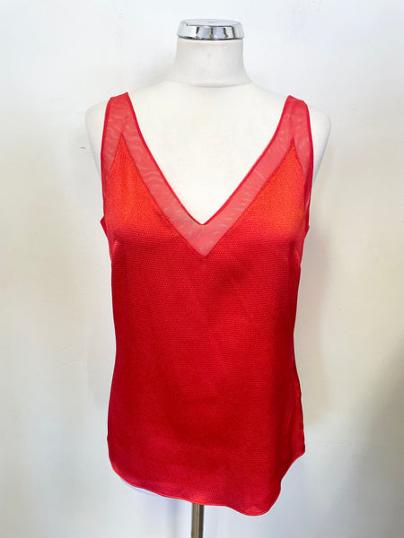 TED BAKER LILYANE RED SATIN SLEEVELESS TOP SIZE 2 UK 10/12