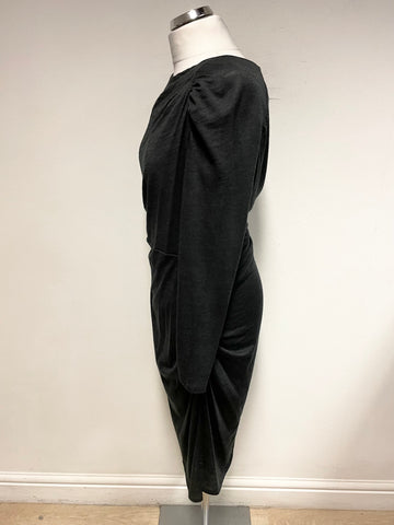 WHISTLES DARK GREEN JERSEY LONG SLEEVED PENCIL DRESS SIZE 14