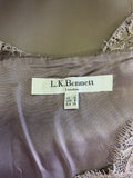 LK BENNETT BROWN SILK LACE STRAPS & BODICE PENCIL DRESS SIZE 10