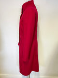 HOBBS RED WOOL & CASHMERE BLEND KNEE LENGTH COAT SIZE 10