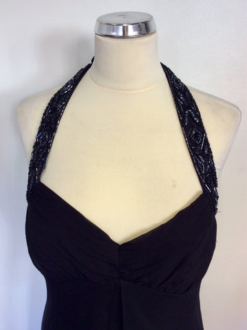 DONNA RICCO BLACK SILK BEADED HALTERNECK COCKTAIL/EVENING DRESS SIZE 12
