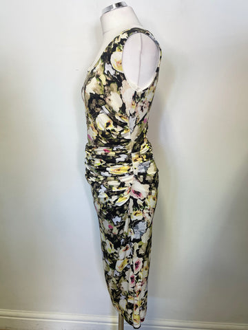 PAUL SMITH BLACK COLLECTION MULTI COLOURED FLORAL PRINT SLEEVELESS STRETCH JERSEY DRESS  SIZE M