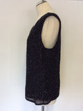 Marina Bresler Black Beaded Sleeveless Top Size XL