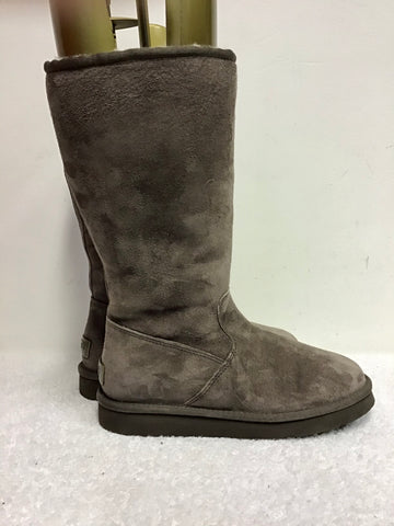 UGG BROWN SUEDE ALBER CALF LENGTH WOOL LINED BOOTS SIZE 5.5/38