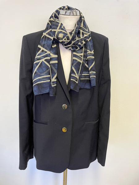 PURE COLLECTION NAVY BLUE WOOL BLEND BLAZER JACKET & SCARF SIZE 14