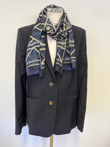 PURE COLLECTION NAVY BLUE WOOL BLEND BLAZER JACKET & SCARF SIZE 14