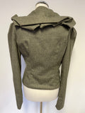 YORKSHIRE DESIGNER LISA JAYNE DANN FERN GREEN CHECK WOOL JACKET SIZE 12 APPROX