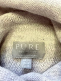 PURE COLLECTION 100% CASHMERE LIGHT GREY ROLL NECK LONG SLEEVE JUMPER SIZE 10