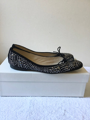 EMMA HOPE BLACK SUEDE & METAL STUDDED BALLET FLATS SIZE 2.5 / 35