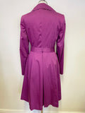 LK BENNETT MAGENTA COTTON DOUBLE BREASTED BELTED MAC SIZE 10