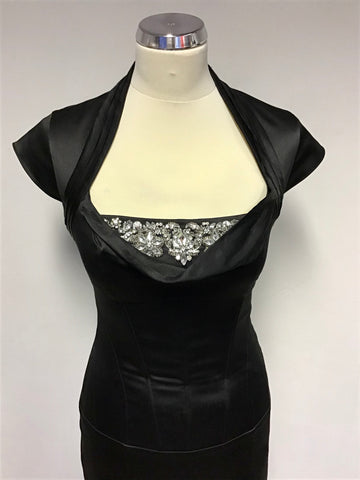 KAREN MILLEN BLACK DIAMANTÉ TRIM CORSET PENCIL DRESS SIZE 10