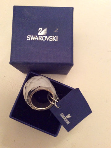 BRAND NEW SWAROVSKI WHITE CRYSTAL NIRVANI SILVER PLATE  DRESS RING SIZE 58