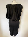 TWENTY8TWELVE BLACK COWL NECKLINE BLOUSON TOP STRETCH PENCIL DRESS SIZE XL