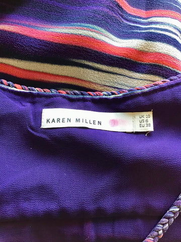 KAREN MILLEN MULTI COLOURED PRINT SILK MAXI DRESS SIZE 10