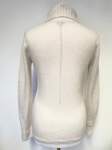 JIGSAW CREAM WOOL & CASHMERE BLEND POLO NECK JUMPER SIZE L