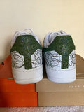 NIKE CAMO AIR FORCE ONE LOW WHITE & GREEN CUSTOMISED TRAINERS SIZE 9/44