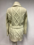 BURBERRY CREAM CABLE KNIT WOOL TIE WAIST CARDIGAN SIZE L