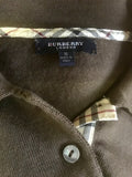 BURBERRY BROWN COLLARED BUTTON FASTEN 3/4 SLEEVE JUMPER SIZE S