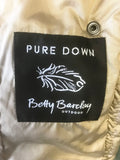 BETTY BARCLAY PALE GOLD 100% DOWN FILLED PADDED JACKET WITH RACOON FUR TRIM HOOD SIZE 8