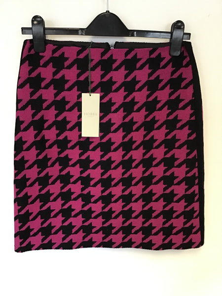 BRAND NEW HOBBS NESTA PINK & BLACK CHECK SKIRT SIZE 8