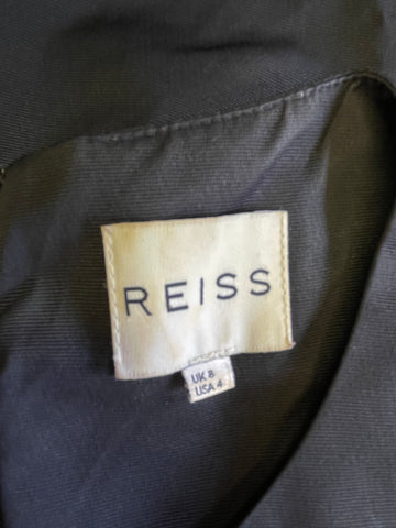 REISS LEAH BLACK SLEEVELESS DROPPED WAIST FIT & FLARE DRESS SIZE 8