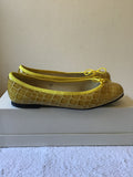 FRENCH SOLE BY JANE WINKWORTH YELLOW CROC PRINT BALLERINA FLATS SIZE 3.5/36