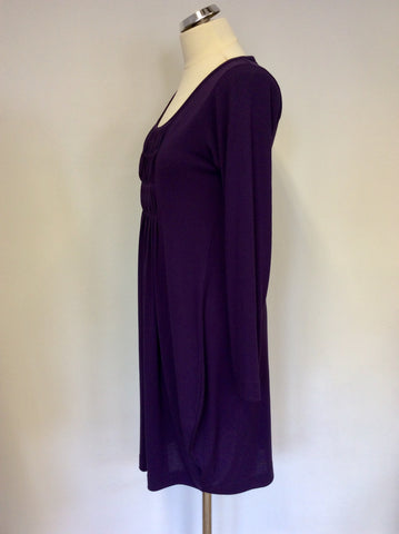 THE MASAI CLOTHING COMPANY AUBERGINE PLEATED FRONT LONG SLEEVE DRESS SIZE S