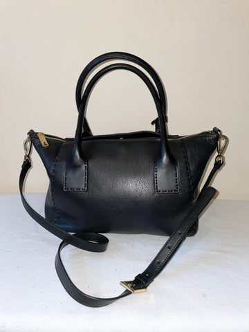 TED BAKER PAIGEE LARGE BLACK LEATHER TOTE BAG WITH DETACHABLE CROSS BODY STRAP