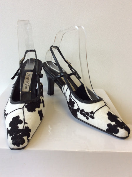 JACQUES VERT BLACK & WHITE PRINT SLINGBACK HEELS SIZE 6/39