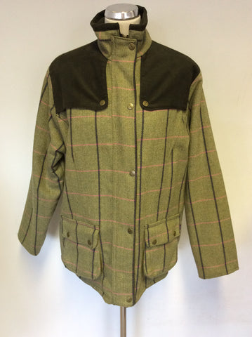 BRAND NEW RYDALE BRAMHAM GREEN & PINK CHECK TWEED WOOL BLEND JACKET SIZE 18