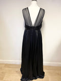 MONSOON BLACK 100% SILK BEAD TRIMMED LONG EVENING DRESS SIZE 16