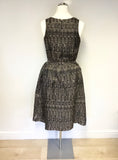 BRAND NEW & OTHER STORIES BLACK & BEIGE PRINT SILK FIT & FLARE DRESS SIZE 40 UK 12