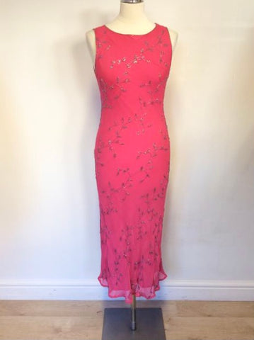 HOBBS PINK BEADED SILK SPECIAL OCCASION DRESS SIZE 12